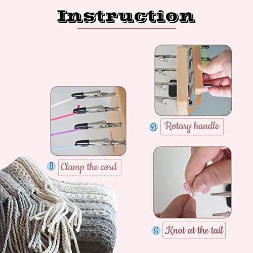 DAFENCHI Fringe Twister for Quickly Twisting | 4 Clips Wood Cord Maker Tool, Yarn Fringe Twister for Weaving, Tassel/Rope Making Machine thumbnail 2