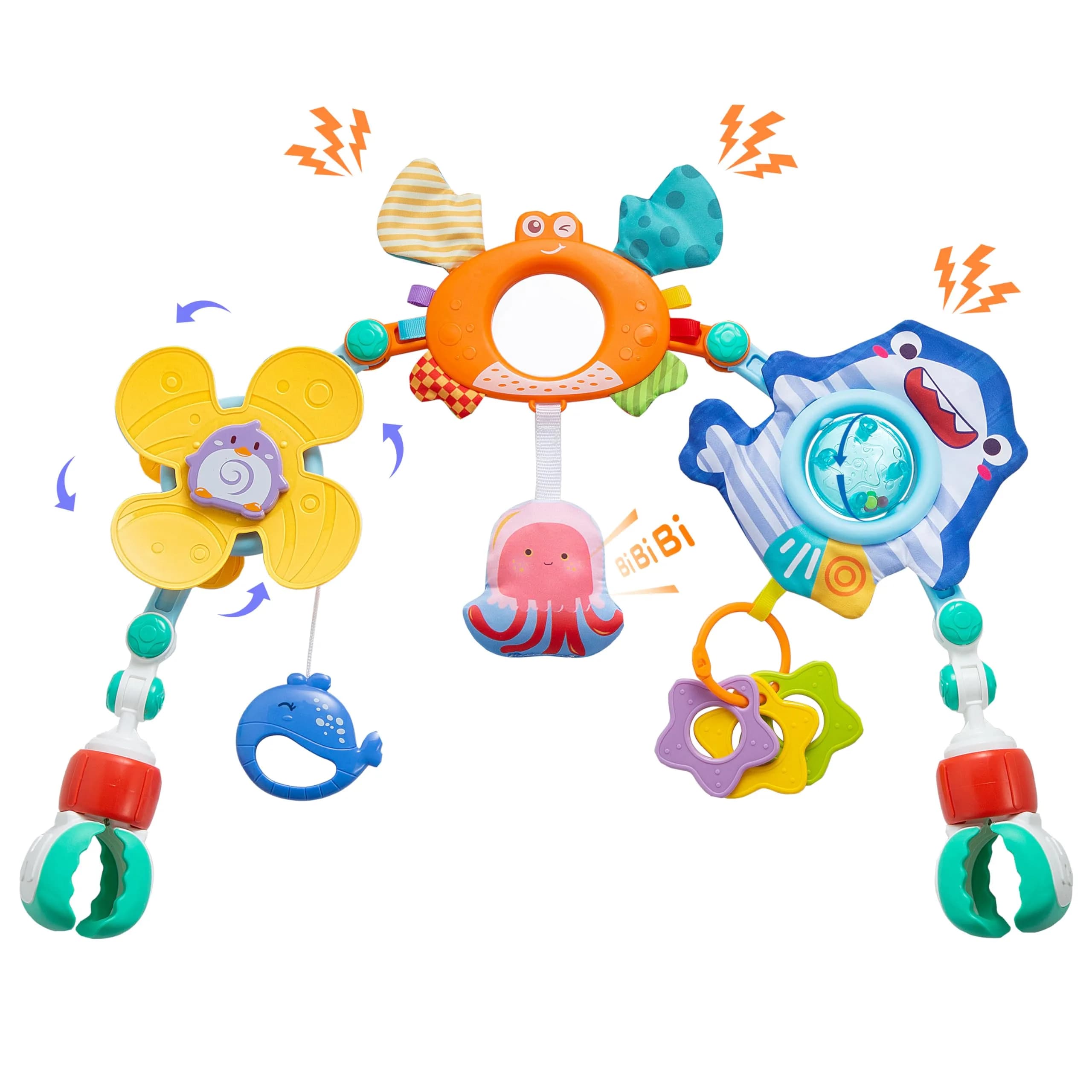 Lynncare Set4 Adjustable Arch Bassinet Toys for Infant & Toddlers with Musical Bee & Teether | Sensory Development - main product image