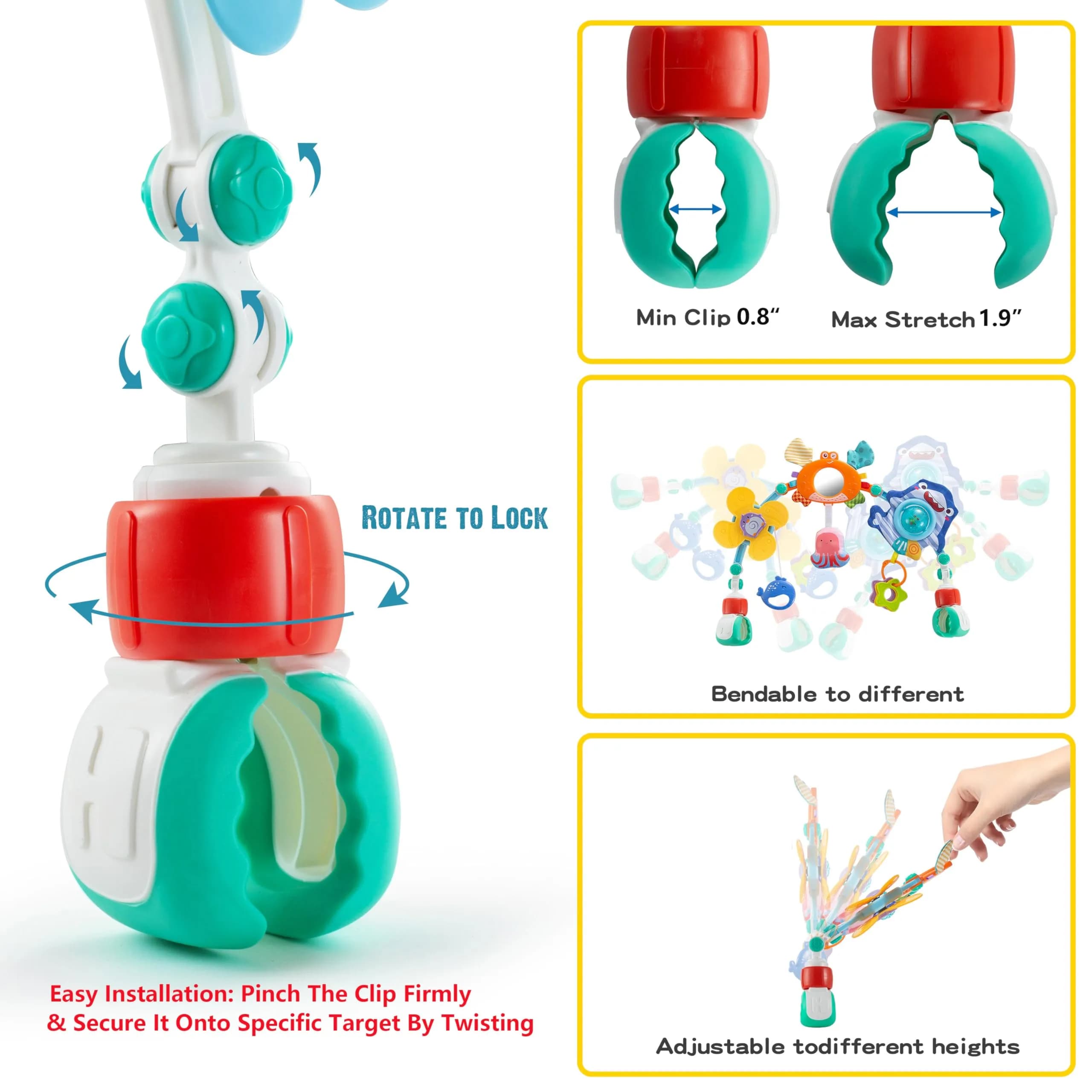 Lynncare Set4 Adjustable Arch Bassinet Toys for Infant & Toddlers with Musical Bee & Teether | Sensory Development - view 4