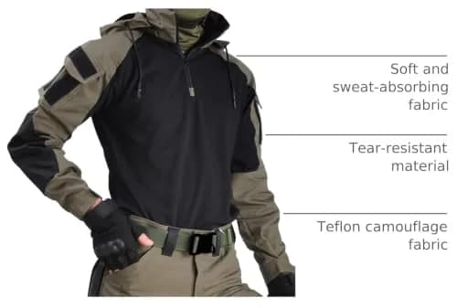 HAN·WILD Men's Tactical Combat Shirt, Breathable Tactical Shirt, Combat Top | UPF50 Sun Protection, Military-Grade Comfort thumbnail 4