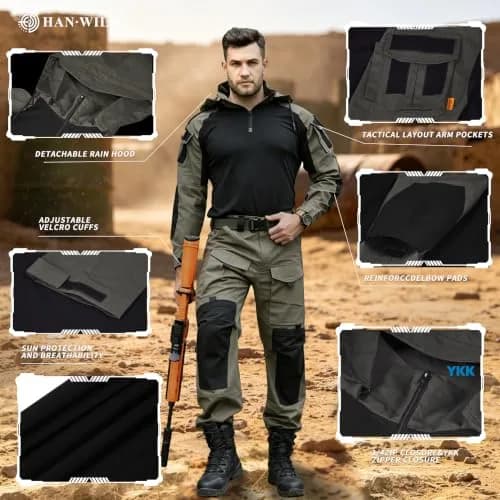 HAN·WILD Men's Tactical Combat Shirt, Breathable Tactical Shirt, Combat Top | UPF50 Sun Protection, Military-Grade Comfort thumbnail 5