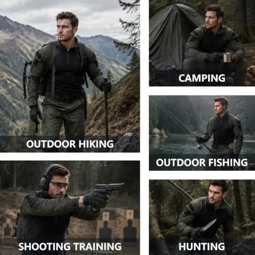 HAN·WILD Men's Tactical Combat Shirt, Breathable Tactical Shirt, Combat Top | UPF50 Sun Protection, Military-Grade Comfort thumbnail 6