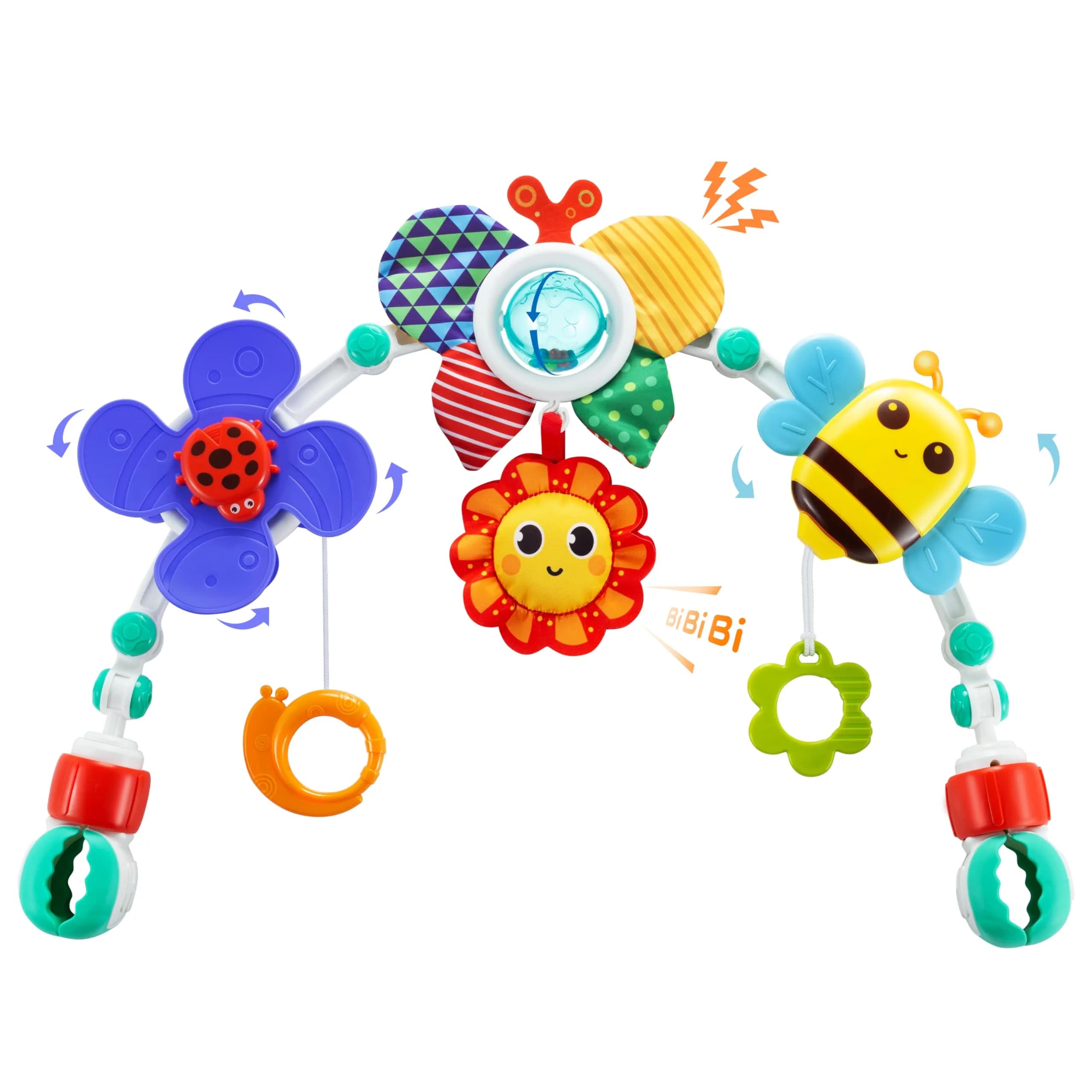 Lynncare Adjustable Arch Bassinet Toys for Infant & Toddlers with Musical Bee & Teether | Sensory Development — Set5