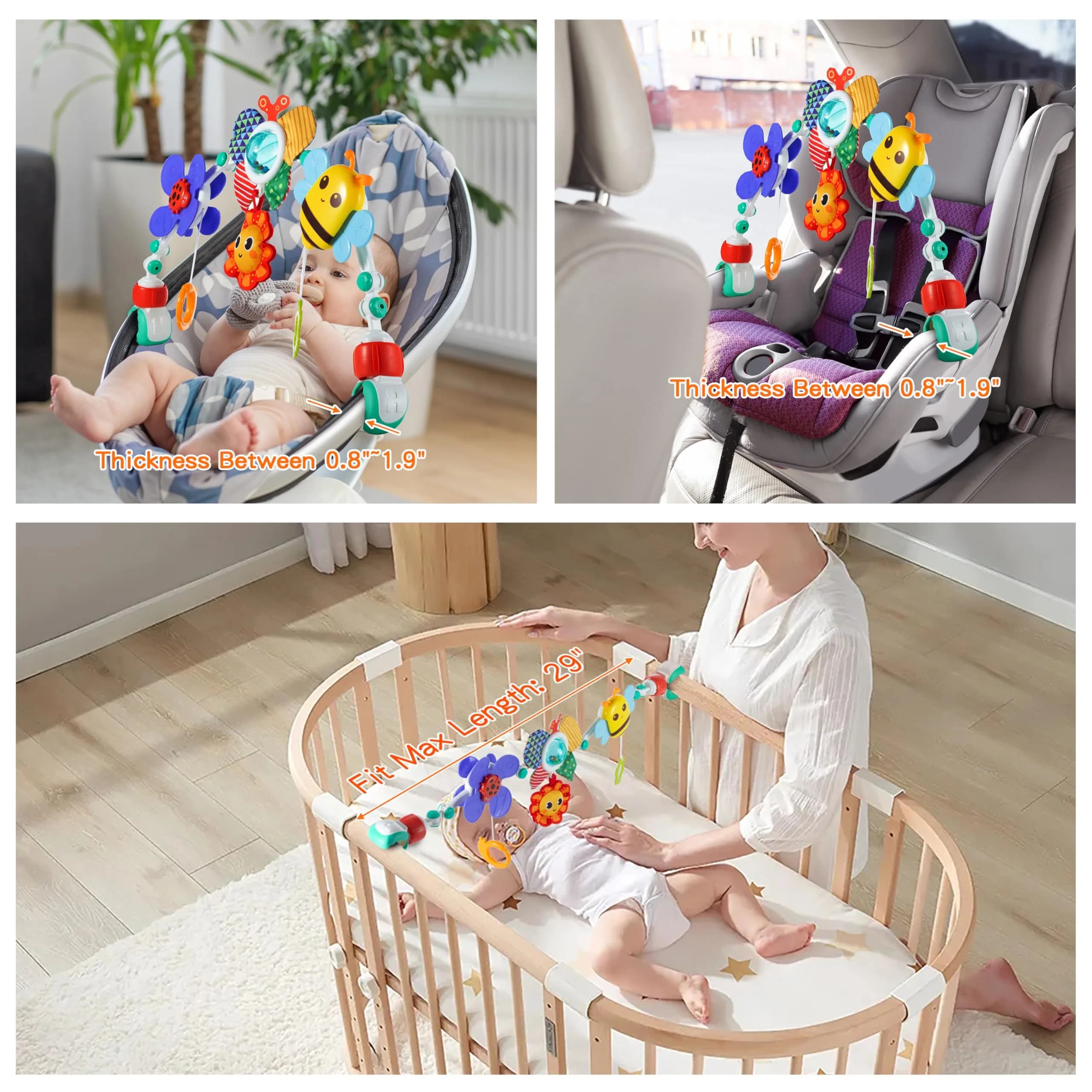 Lynncare Adjustable Arch Bassinet Toys for Infant & Toddlers, 531 g (1.17 lb) | BPA-Free, ASTM Certified - view 5
