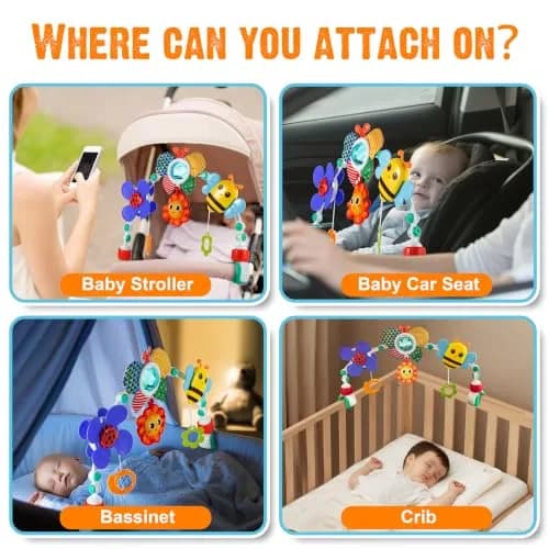 Lynncare Adjustable Arch Bassinet Toys for Infant & Toddlers, 531 g (1.17 lb) | BPA-Free, ASTM Certified thumbnail 3