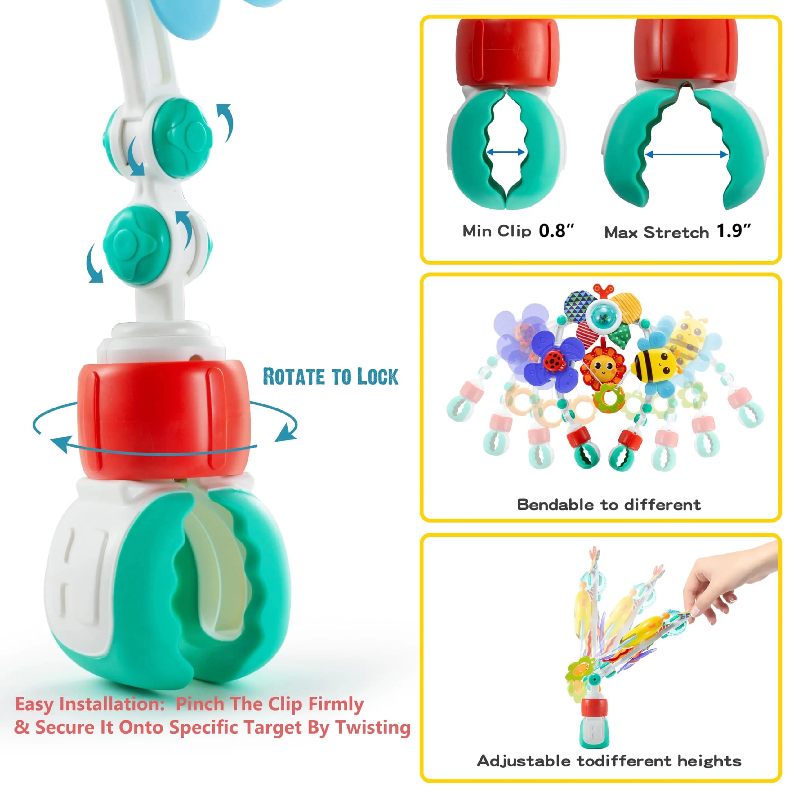 Lynncare Adjustable Arch Bassinet Toys - Set 5 | Musical Bee & Teether for Infant & Toddlers | Sensory Development - view 4