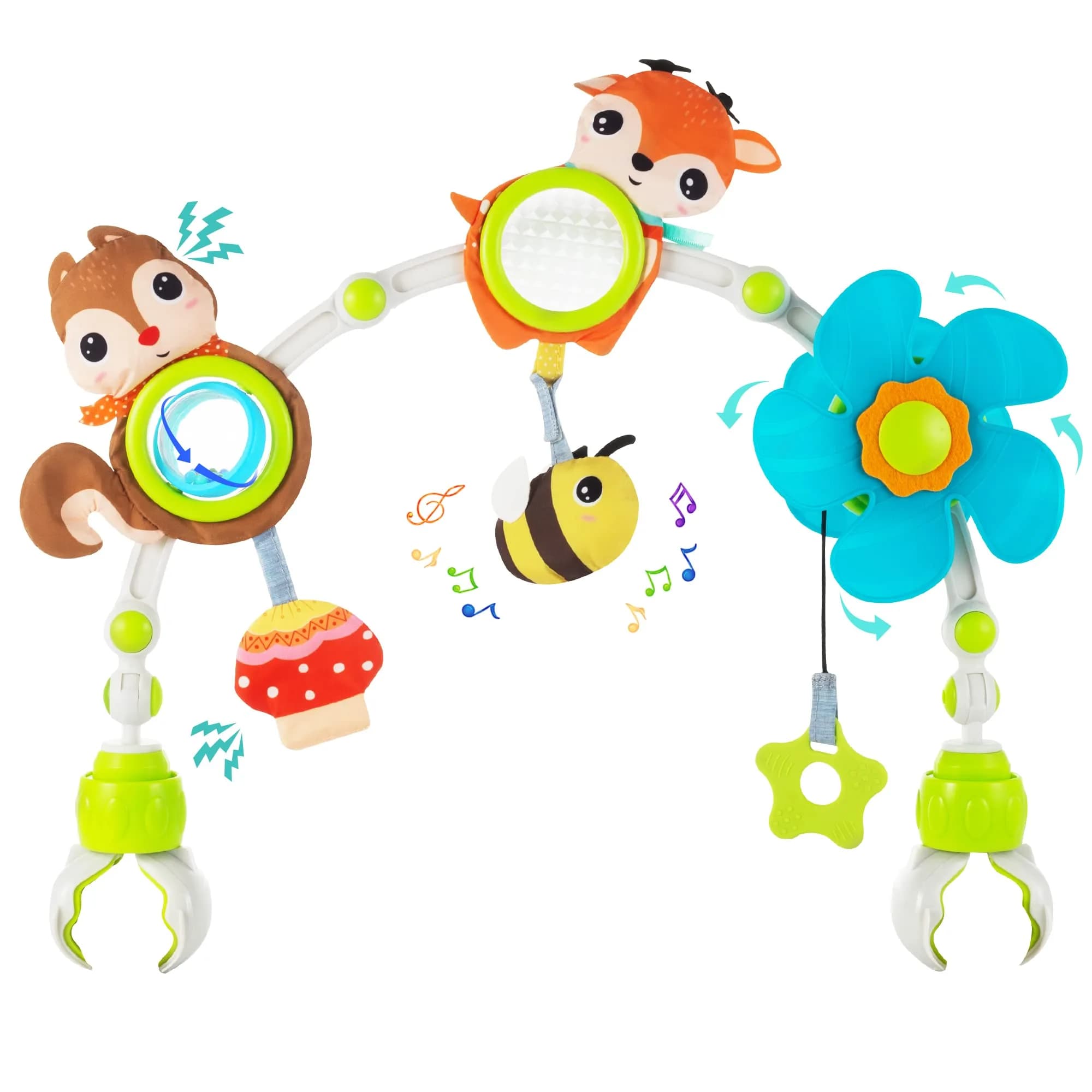 Lynncare Adjustable Arch Bassinet Toys for Infant & Toddlers with Musical Bee & Teether | Sensory Development - main product image