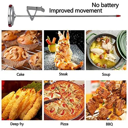 GLOBOTECH 2" Dial Deep Fry Thermometer 550°F (290°C) | 12" Long Stem Stainless Steel Cooking Thermometer thumbnail 7