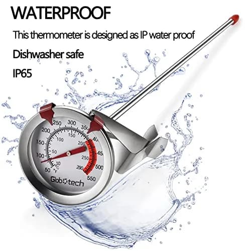 GLOBOTECH 2" Dial Deep Fry Thermometer 550°F (290°C) | 12" Long Stem Stainless Steel Cooking Thermometer thumbnail 3