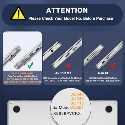 MOSISO Compatible with MacBook Air 13 inch Case M5 2026 M4 M3 M2 2025-2022 | Liquid Retina Display & Touch ID thumbnail 2