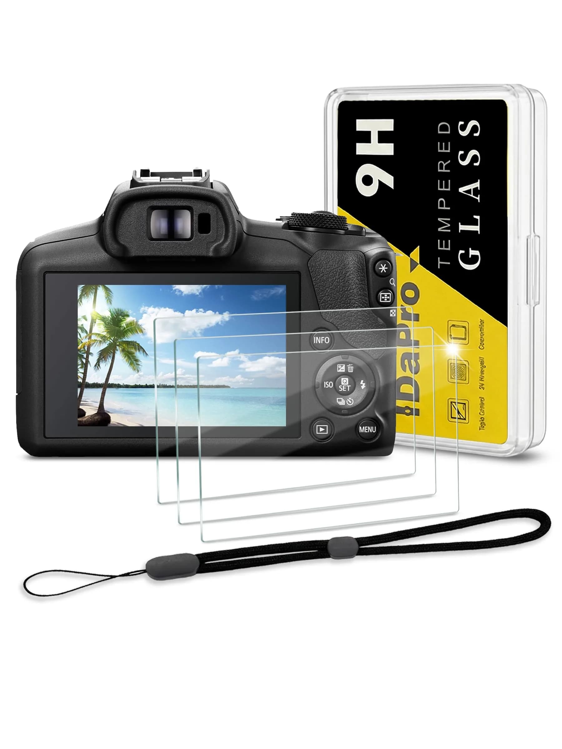 iDaPro Screen Protector for Canon EOS R6 Mark III/II/V, 9H Tempered Glass | Scratch & Drop Resistant, Ultra Clear (70-120 chars) — Clear