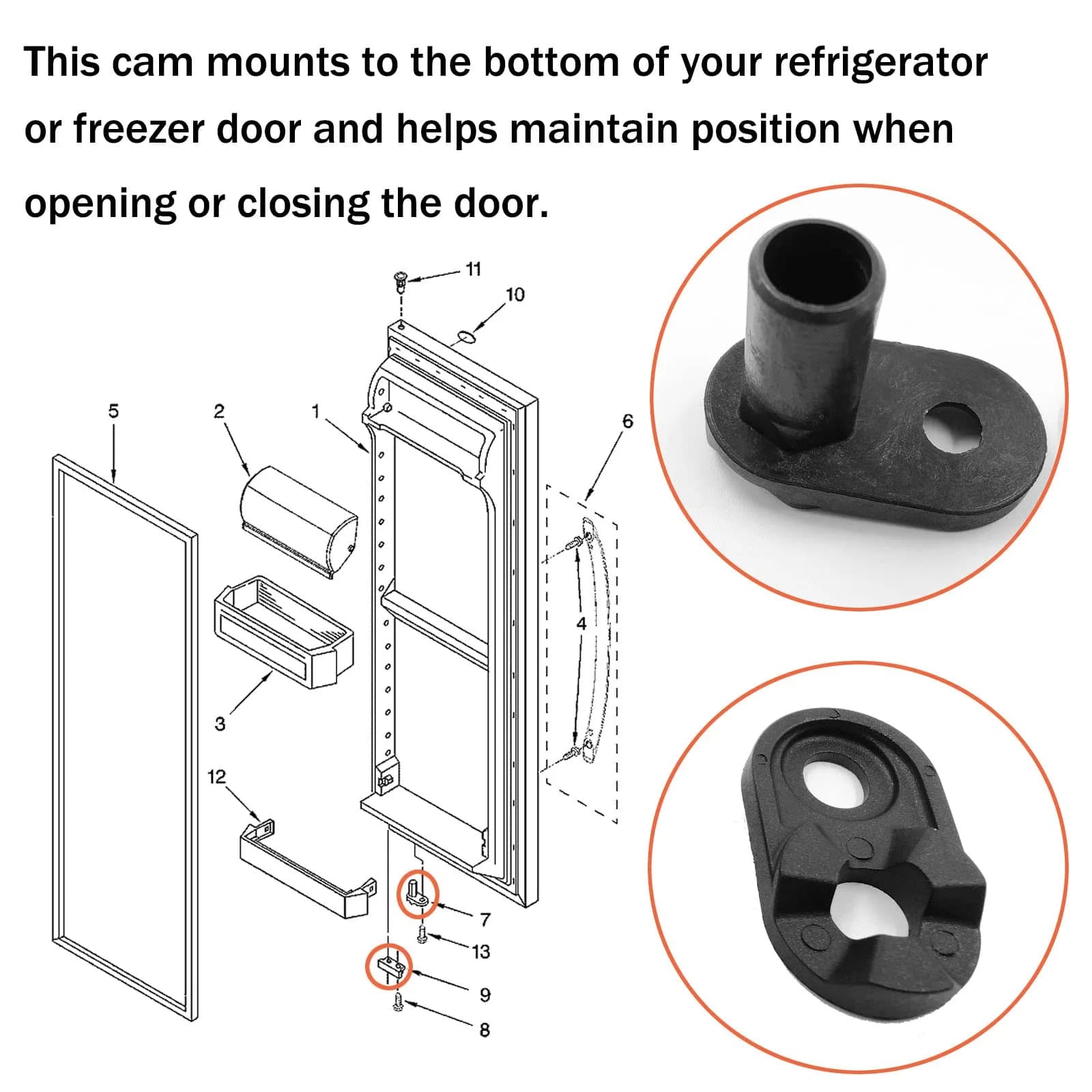Kscjdg Refrigerator Door Closer Cam Kit for Whirlpool Kenmore Amana Crosley Models | Refrigerator Parts - view 3