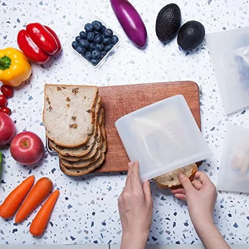 Winrock Reusable Silicone Food Storage Bags 1500ml (51oz) | Airtight, Stand-Up, Leak-Proof Zip Seal Containers (2-Pack) thumbnail 5