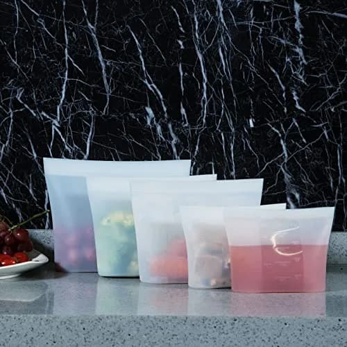 Winrock Reusable Silicone Food Storage Bags 1500ml (51oz) | Airtight, Stand-Up, Leak-Proof Zip Seal Containers (2-Pack) thumbnail 3