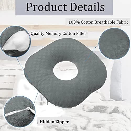 Wuronsa Ear Piercing Pillow with Hole for Cartilage Piercings | Adjustable, Breathable Cotton, Relieves Ear Pain (70-120 chars) thumbnail 4