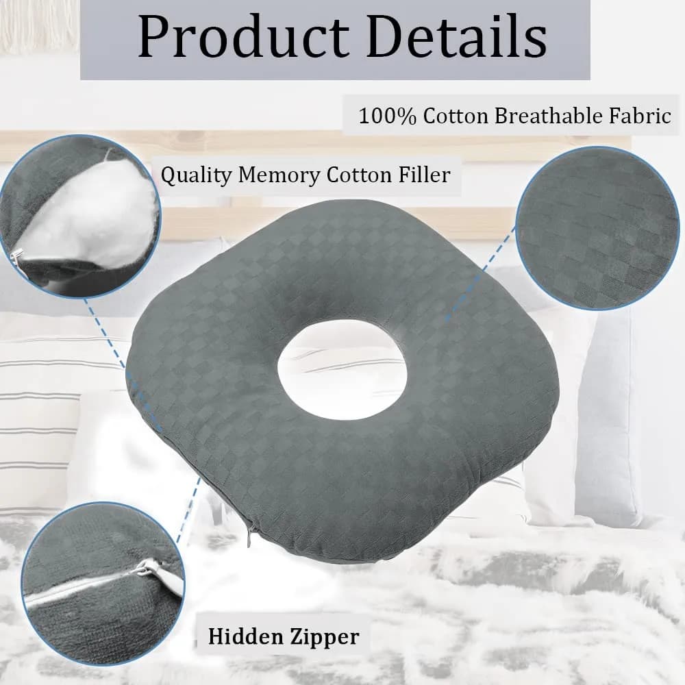 Wuronsa Dark Gray Ear Piercing Pillow with Hole - Adjustable Cotton for Side Sleepers - view 4