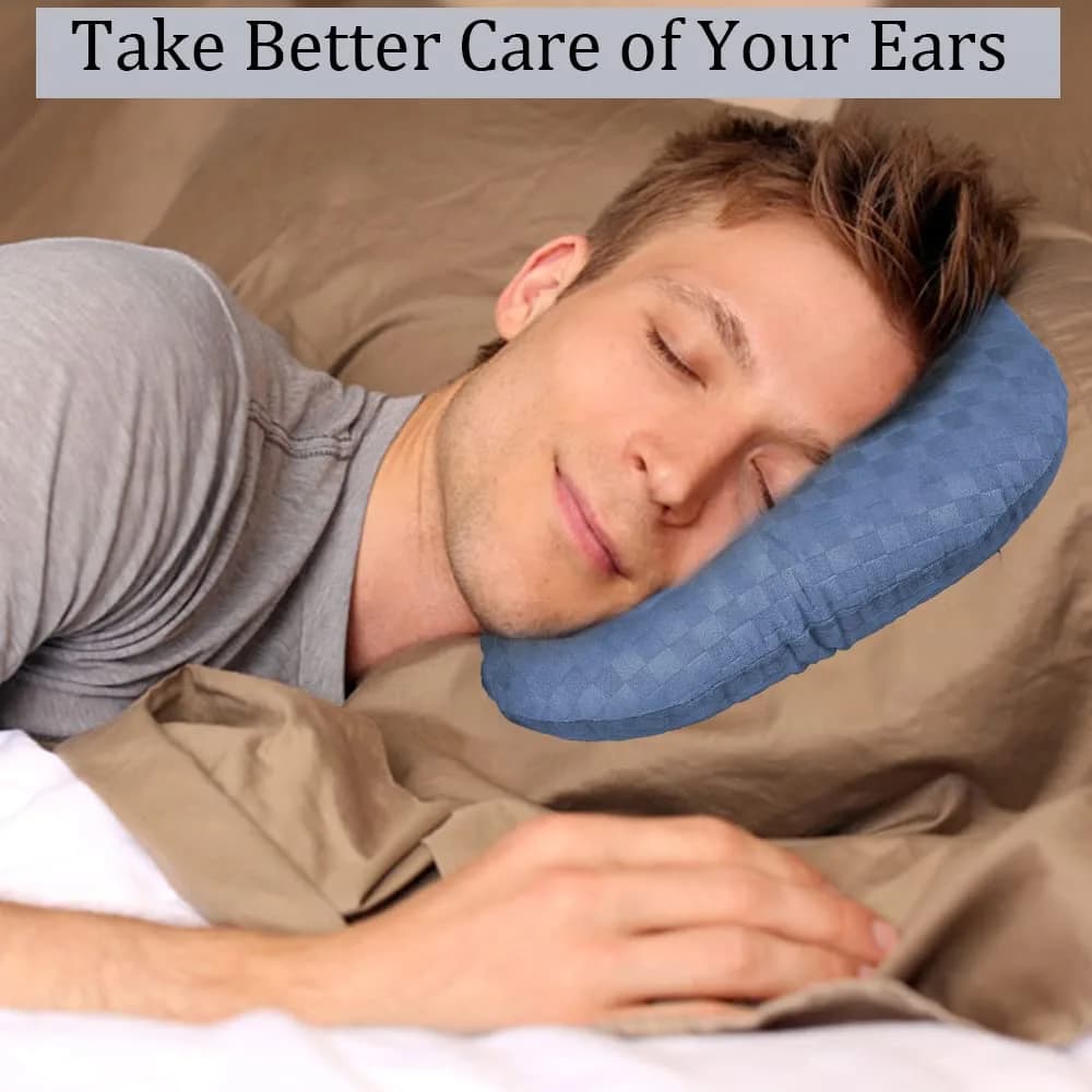 Wuronsa Ear Piercing Pillow with Hole | 23 cm (9") Blue Solid - view 5