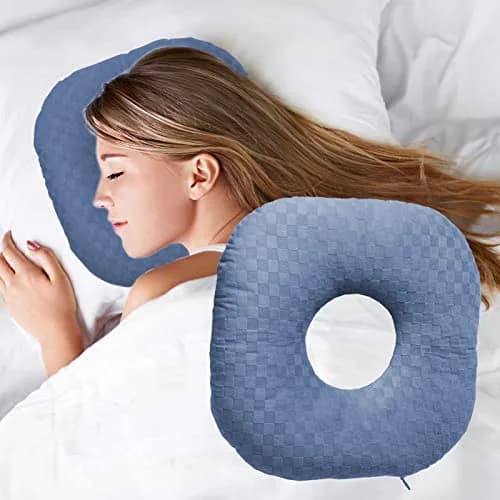 Wuronsa Ear Piercing Pillow with Hole | 23 cm (9") Blue Solid thumbnail 1