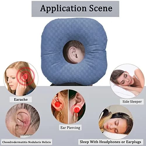 Wuronsa Ear Piercing Pillow with Hole | 23 cm (9") Blue Solid thumbnail 2