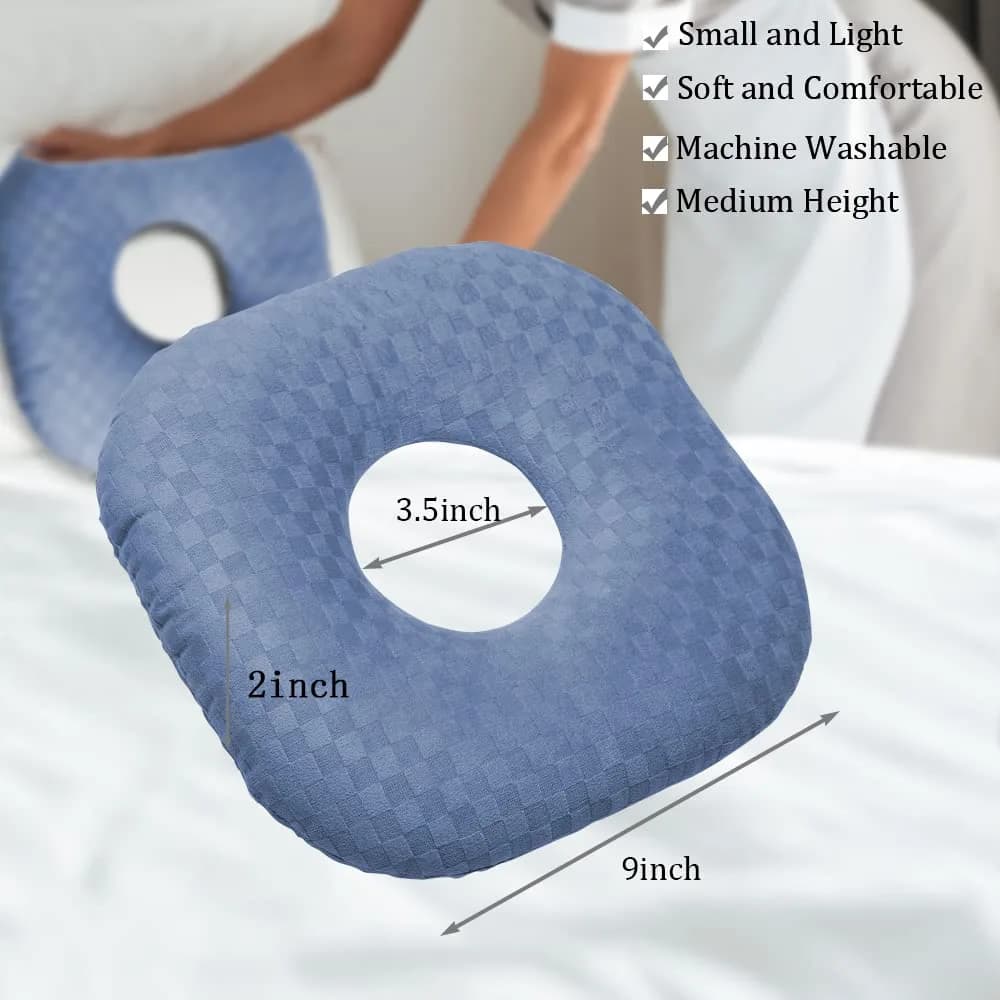 Wuronsa Ear Piercing Pillow with Hole | 23 cm (9") Blue Solid - view 4