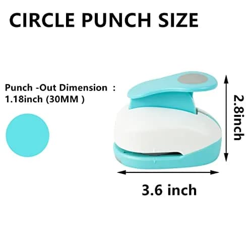 QIQQIKIN 1.18 inch (30mm) Blue Circle Puncher | Lever Action Craft Tool for Paper Crafts thumbnail 5