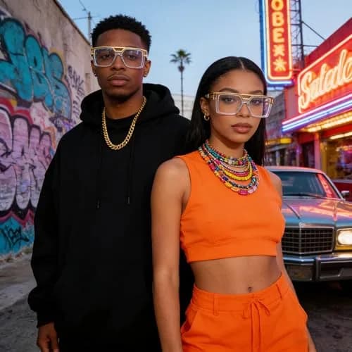 FACATH Women Hip Hop Sunglasses 80s 90s Oversized Square Gold Frame | Retro DJ Rapper Style thumbnail 5