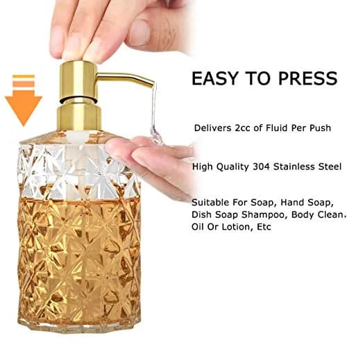 AUNRGO Gold Soap Dispenser Pump Replacement - Matte SUS 304 Rust Proof Stainless Steel | Standard 28/400 Neck thumbnail 5