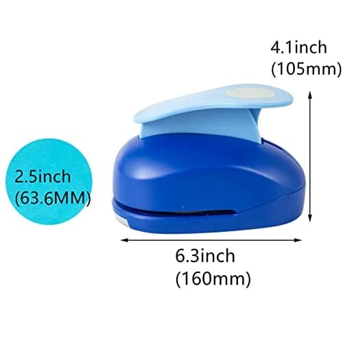 QIQQIKIN 2.5 inch (63.6mm) Blue Circle Hole Punch | Cuts Clean Circles for Crafts & Card Making thumbnail 6
