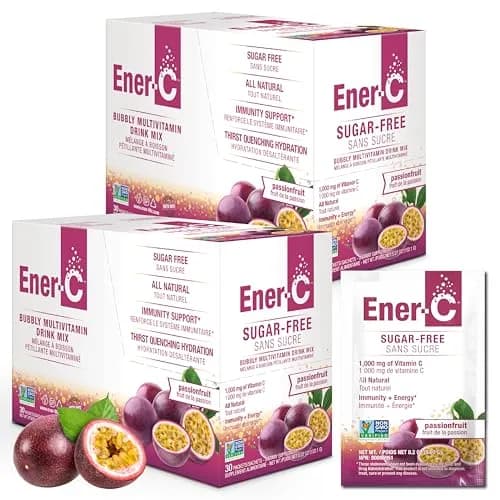 Ener-C Sugar Free Multivitamin Drink Mix - Passionfruit | No Sugar, 60 Count, All-Natural, Vegan, Gluten Free thumbnail 1