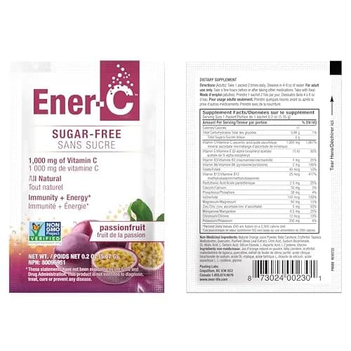 Ener-C Sugar Free Multivitamin Drink Mix - Passionfruit | No Sugar, 60 Count, All-Natural, Vegan, Gluten Free thumbnail 9