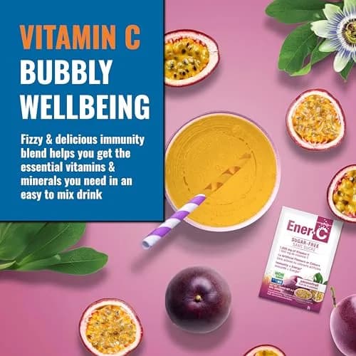 Ener-C Sugar Free Multivitamin Drink Mix - Passionfruit | No Sugar, 60 Count, All-Natural, Vegan, Gluten Free thumbnail 2