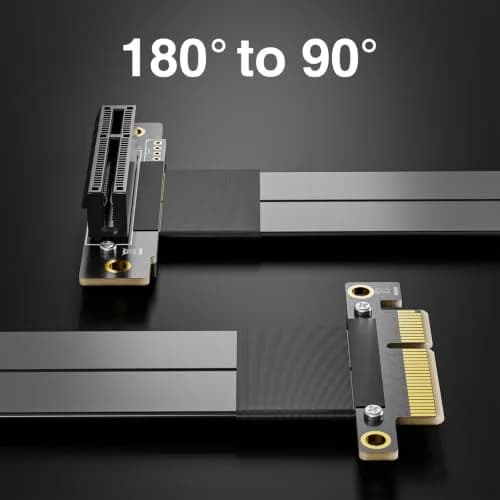 10Gtek PCIe 3.0 x4 Extension Cable, Male Straight to Female 90° Right-Angle, 15cm/0.49ft thumbnail 7