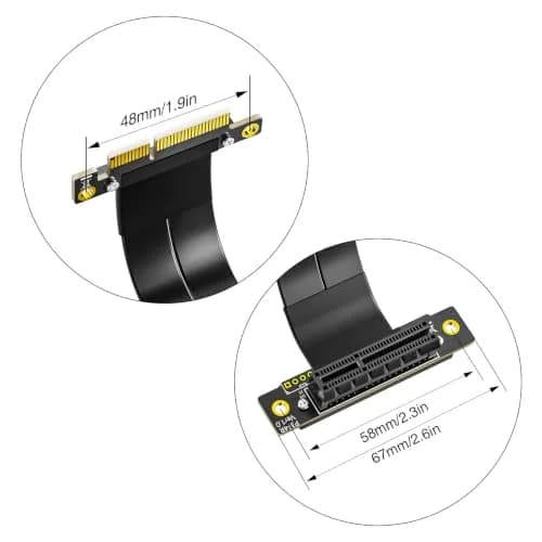 10Gtek PCIe 3.0 x4 Extension Cable, Male Straight to Female 90° Right-Angle, 15cm/0.49ft thumbnail 8