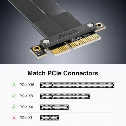 10Gtek PCIe 3.0 x4 Extension Cable, Male Straight to Female 90° Right-Angle, 15cm/0.49ft thumbnail 2