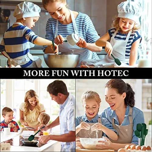 HOTEC BPA-Free Silicone Rubber Spatula Set, Dark Green, Set of 5 | Heat Resistant Up to 600°F, Dishwasher Safe thumbnail 7