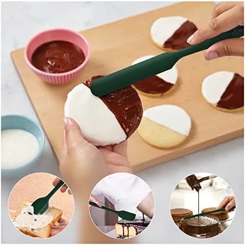 HOTEC BPA-Free Silicone Rubber Spatula Set, Dark Green, Set of 5 | Heat Resistant Up to 600°F, Dishwasher Safe thumbnail 3