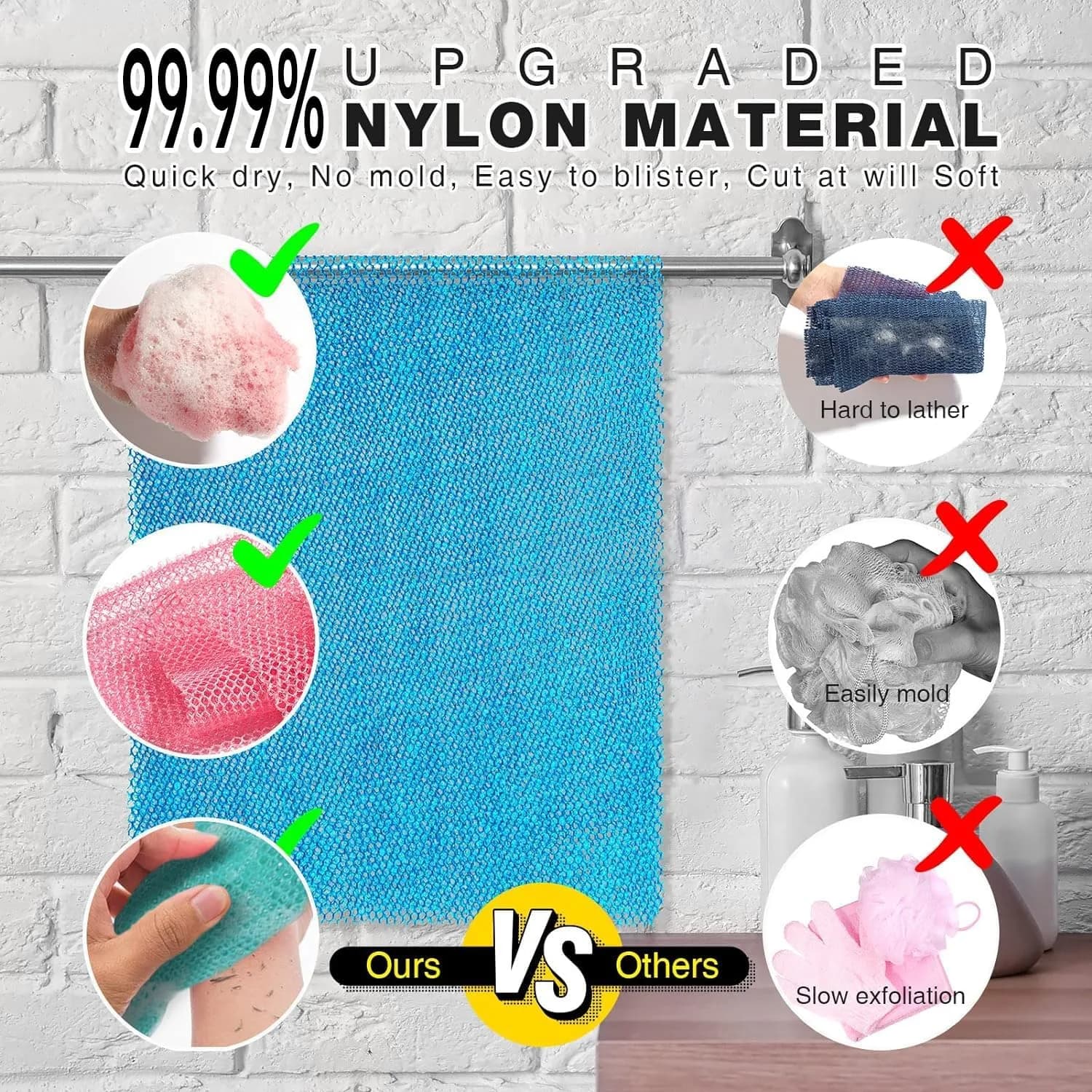 UJFQBH 3 Pack African Net Sponge - Pink, Blue, Green | Deep Cleansing Exfoliation - view 2