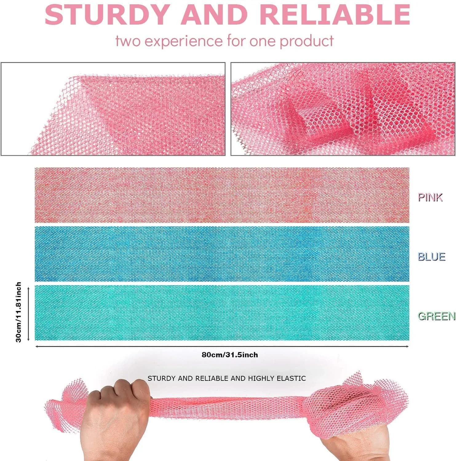 UJFQBH 3 Pack African Net Sponge - Pink, Blue, Green | Deep Cleansing Exfoliation - view 3