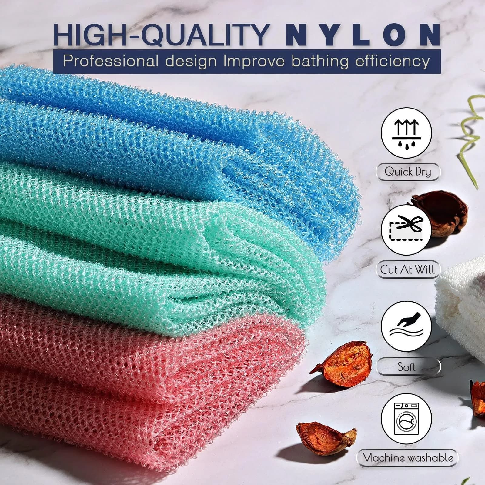 UJFQBH 3 Pack African Net Sponge - Pink, Blue, Green | Deep Cleansing Exfoliation - view 4