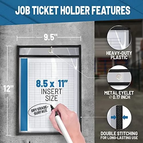 JUZARI 5 Pack Job Ticket Holders 8.5x11 Inch (21.5x28 cm) | Heavy Duty Plastic Sleeves for Documents thumbnail 2