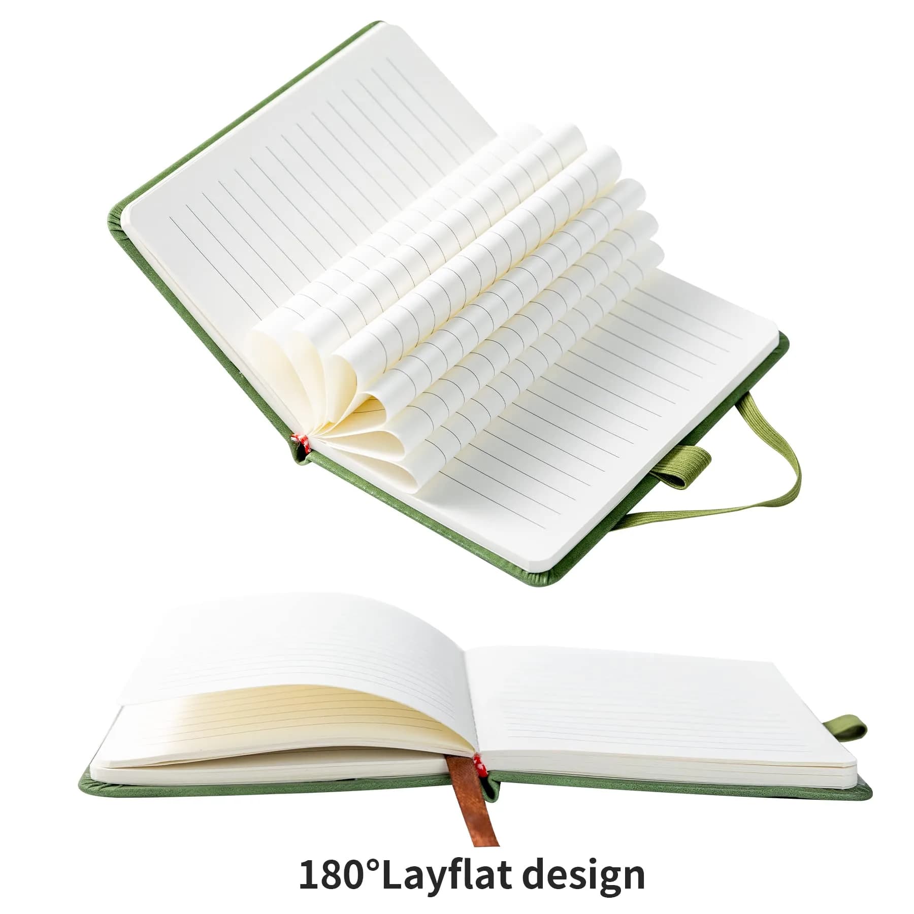 Animusphere Green 2Pack Pocket Notebook Small Notebook Journal Notebook 4 inches x 5.7 inches 200 Pages Leather Cover With Pen Holder Page Marker Ribbons - view 7