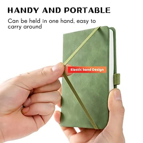 Animusphere Green 2Pack Pocket Notebook Small Notebook Journal Notebook 4 inches x 5.7 inches 200 Pages Leather Cover With Pen Holder Page Marker Ribbons thumbnail 2