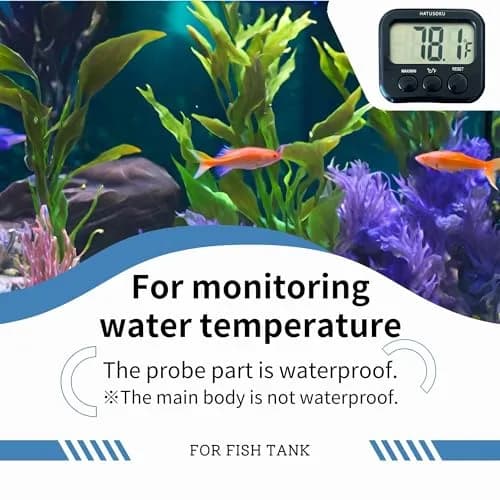 HATUSOKU Digital Thermometer with External Sensor, Magnet, Suction Cup, Water, Refrigerator & Aquarium Use (Black) | Large LCD Display thumbnail 2