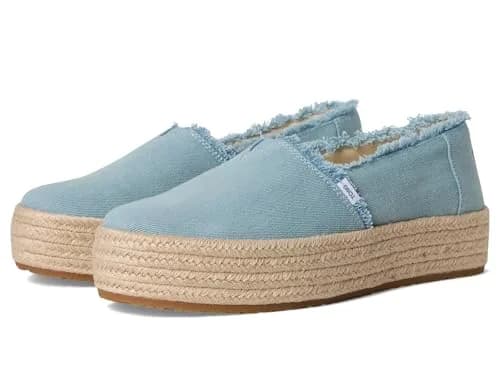 TOMS Women's Valencia Platform Espadrille 8.5 | Pastel Blue Washed Denim Casual Style thumbnail 1