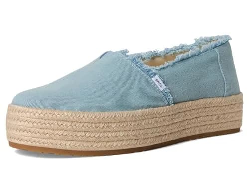 TOMS Women's Valencia Platform Espadrille 8.5 | Pastel Blue Washed Denim Casual Style thumbnail 8