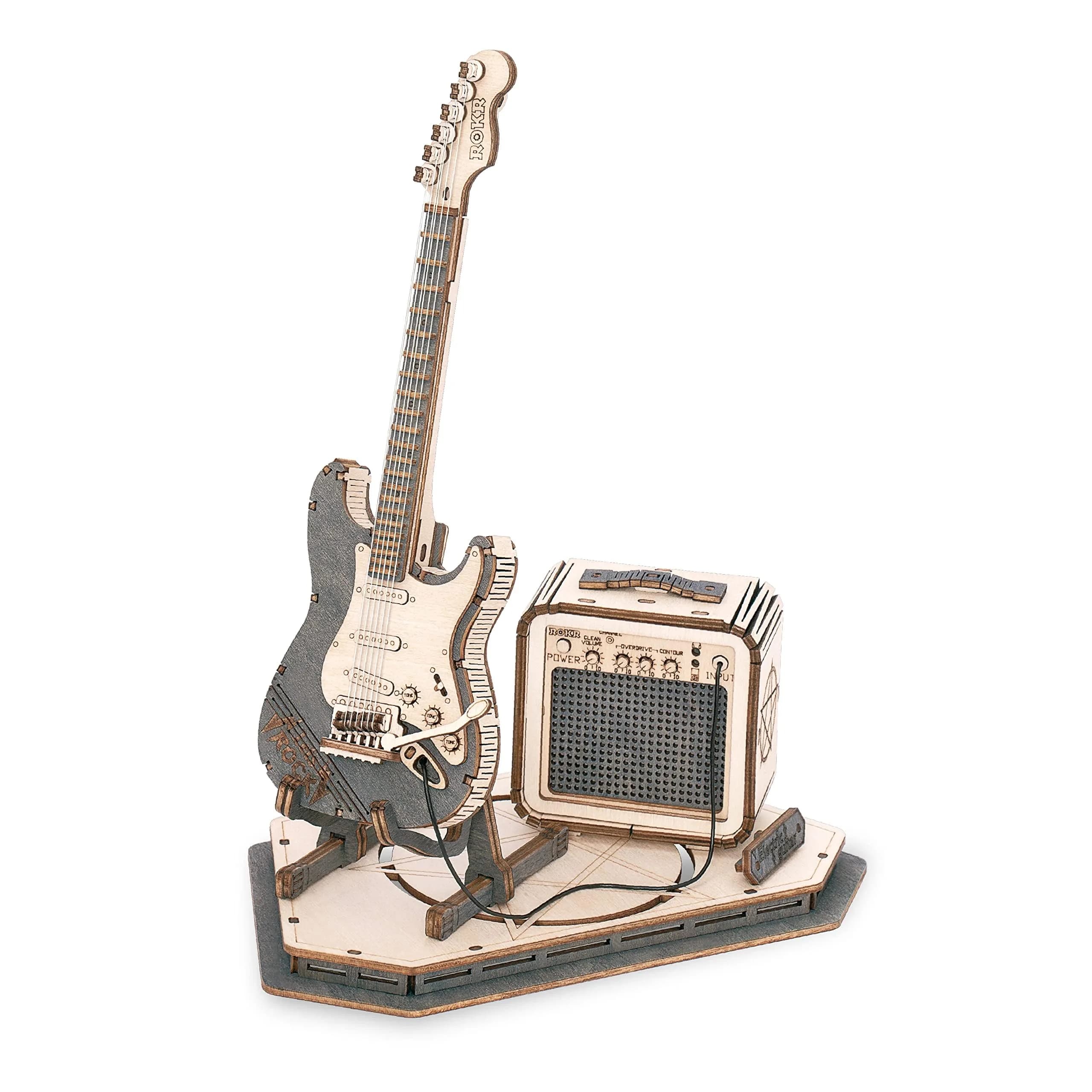 ROKR 3D Puzzles for Adults Wooden Craft Kits Musical Instrument Model Kit Collectibles Home Desk Room Decor (Electric Guitar) | 140 pcs, 6.6x4x8.6 inch - main product image
