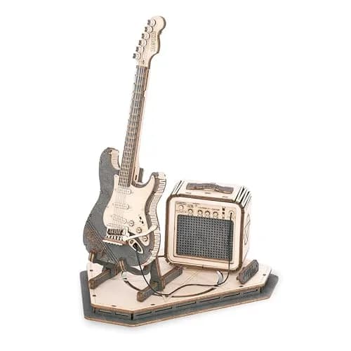ROKR 3D Puzzles for Adults Wooden Craft Kits Musical Instrument Model Kit Collectibles Home Desk Room Decor (Electric Guitar) | 140 pcs, 6.6x4x8.6 inch thumbnail 1
