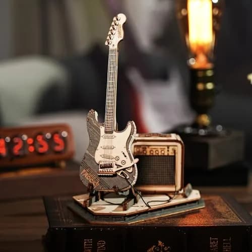 ROKR 3D Puzzles for Adults Wooden Craft Kits Musical Instrument Model Kit Collectibles Home Desk Room Decor (Electric Guitar) | 140 pcs, 6.6x4x8.6 inch thumbnail 2