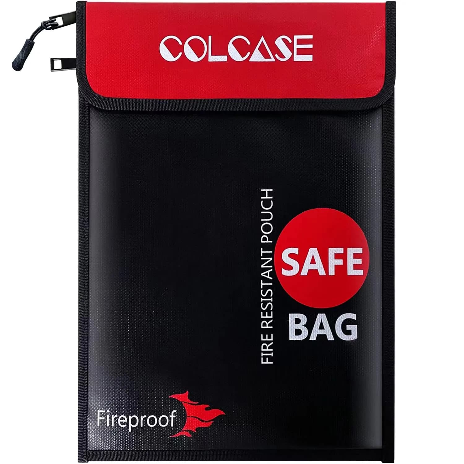 COLCASE Fireproof Document Bag 2 Pockets 38cm (15 Inches) | Fire & Waterproof Protection — Fireproof Bag Black