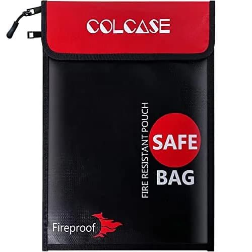 COLCASE Fireproof Document Bag 2 Pockets 38cm (15 Inches) | Fire & Waterproof Protection thumbnail 1